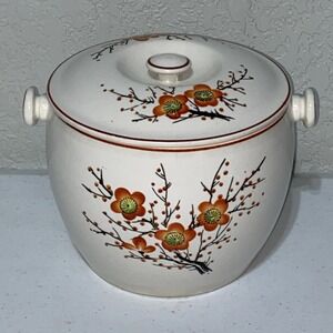 VTG Ice Bucket Large Bowl With Lid  Made in Occupied Japan SGK China 🍊 Blossom